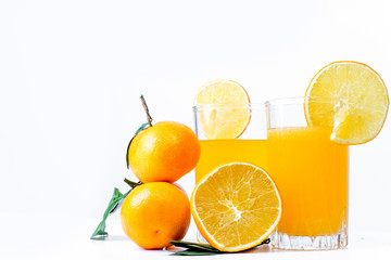 different fruit and juice or smoothie in a glass