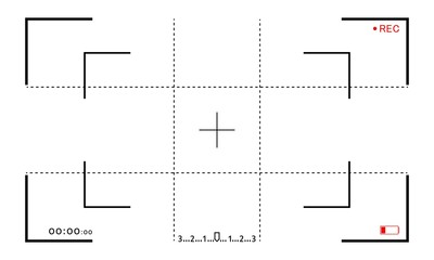 Camera frame viewfinder screen. Video recorder digital display with photo camera frames. Focusing video screen vector camera on white background.