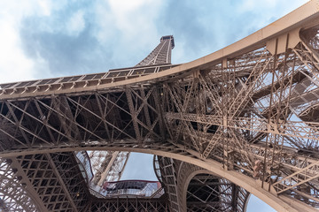 Paris, the Eiffel tower seen from below, detail 