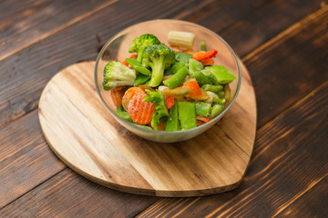 A mixture of fresh-frozen vegetables in a plate.