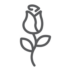 Rose line icon, love and floral, flower sign, vector graphics, a linear pattern on a white background.