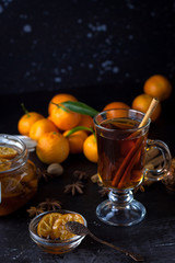 tangarine marmalade jam. dark food photo style