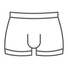 Men underware thin line icon, male and underwear, briefs sign, vector graphics, a linear pattern on a white background.