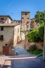 Vertical photo with old street of Certaldo