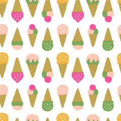 Ice cream seamless pattern for summer design.
