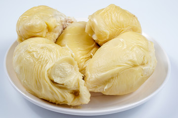 Durian or the king a fruits on a plate