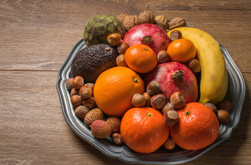 fruits and vegetables in a basket