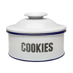White enamel cookies canister including clipping path
