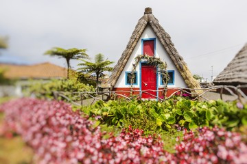 Traditional rural house in Santana Madeira, Portugal.Selective Focus.