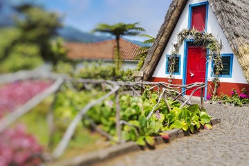 Fototapeta na wymiar Traditional rural house in Santana Madeira, Portugal.Selective Focus.
