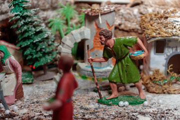 Obraz premium Figure of a Shepherd in a Christian Christmas nativity scene