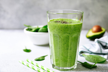 Green detox smoothie from avocado and baby spinach.