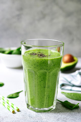 Green detox smoothie from avocado and baby spinach.