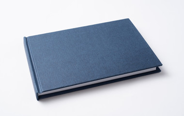 perspective view of blue notebook