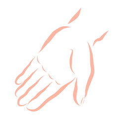 The hand of the person turned palm up, contour