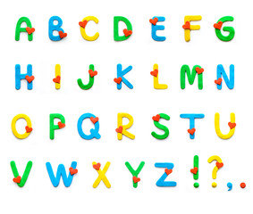 Plasticine alphabet with hearts for Valentine's day