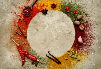 Foto op Plexiglas Assortment of natural spices.Top view with copy space. © lilechka75