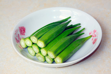 Okra in the dish