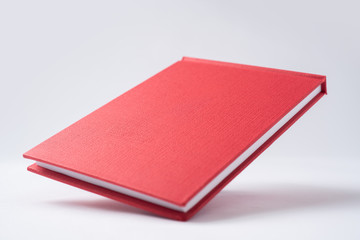 blue notebook with open page