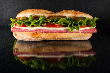 sandwich with ham and vegetables