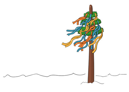 maypole with colorful flags illustration on white background vector wide