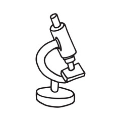 Hand drawn microscope doodle icon. Flat design