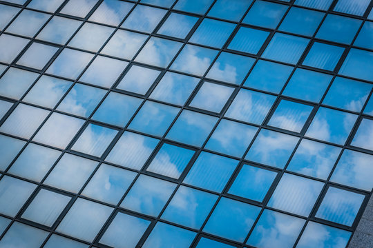 Abstract view of modern blue glass business center