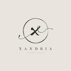 Simple Elegant Letter X Logo With Circle Brush