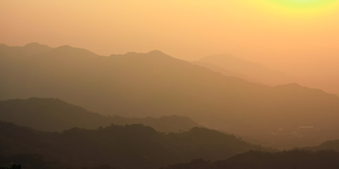 Yellowish red sunset because of smog in china. Plot Mutianyu