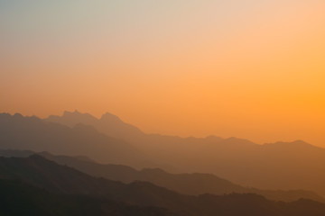 Yellowish red sunset because of smog in china. Plot Mutianyu