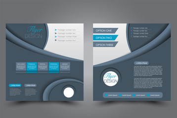 Square flyer design. A cover for brochure. Website or advertisement banner template. Vector illustration. Blue color.