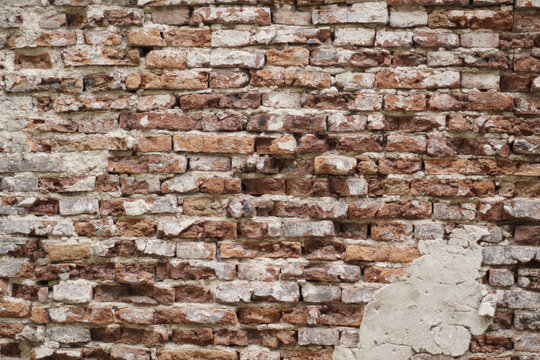 The Old and crack brick wall texture background.