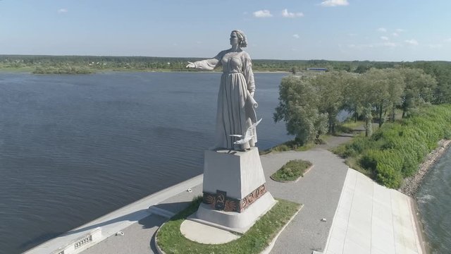 Flight over the city of Rybinsk, Yaroslavl region. Sights of Rybinsk.