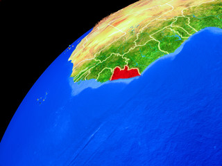 Liberia from space. Planet Earth with country borders and extremely high detail of planet surface.