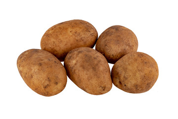 Untreated potato tubers white background