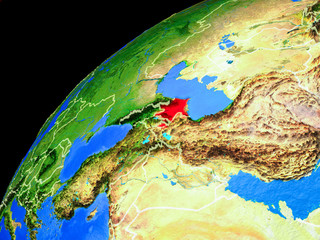 Azerbaijan from space. Planet Earth with country borders and extremely high detail of planet surface.