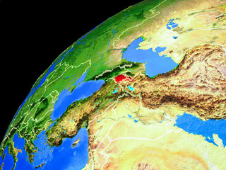 Armenia from space. Planet Earth with country borders and extremely high detail of planet surface.