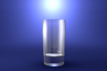3D illustration of alcohol free drinks ordinary glass on light blue highlighted artistic background - drinking glass render