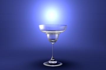 3D illustration of margarita glass on light blue highlighted artistic background - drinking glass render
