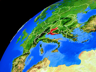 Croatia from space. Planet Earth with country borders and extremely high detail of planet surface.