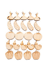 Handmade wooden vegetable set. Wooden toys - onion, cucumber, tomato, eggplant, pepper.