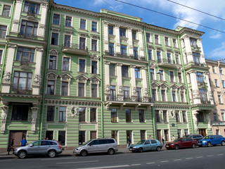 Fototapeta na wymiar ST. PETERSBURG, RUSSIA. Fragment of the profitable house of A.V. Ratkov-Rozhnov, 1899-1900. Kirochnaya Street, 32-34