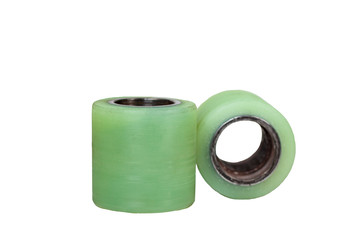 Wheel with  polyurethane bandage for warehouse loader isolated
