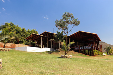 Panoramic image outside the Pousada of Cachoeira do Lobo, Capitólio, Minas Gerais, Brazil