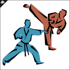 Martial art colored simbol design. Karate emblem.