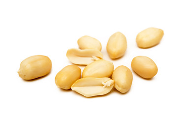 Fresh peanuts snack isolated on white background