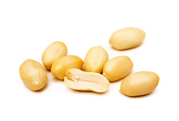 Fresh peanuts snack isolated on white background