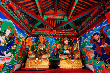 Heavenly Kings statues and murals in Five-Pagoda Temple, Hohhot city, Inner Mongolia autonomous region, China