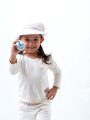girl holds an Easter egg