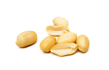 Fresh peanuts snack isolated on white background